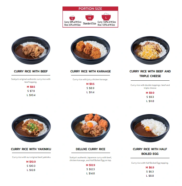 Sukiya Japanese Curry Prices